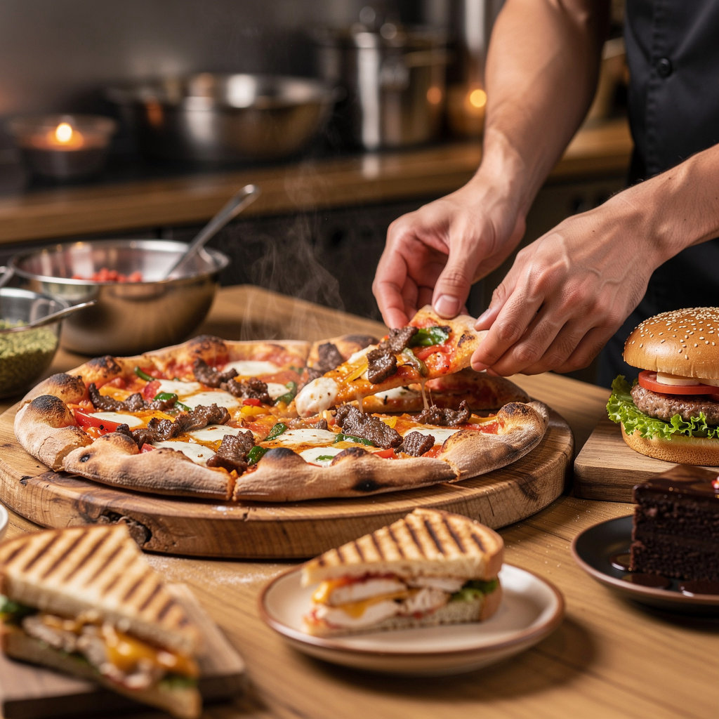 Pizzeria Iskaa menu preview - pizzas, paninis, burgers and desserts